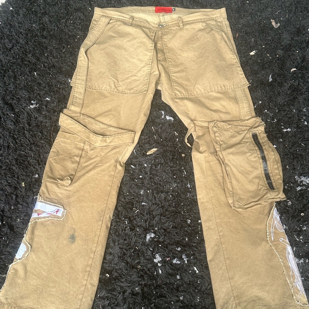 Men's Khaki Cargo Pants with Pockets